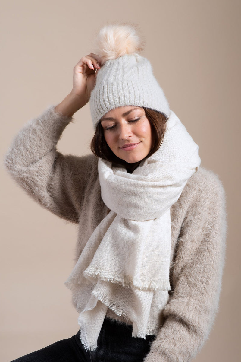 Hat Attack City Beanie w/Cozy Lining Faux Pom Pom in Oat Beige Knitted One Size Hat Attack City Beanie with Cozy Lining New Oat | eBay main image 3
