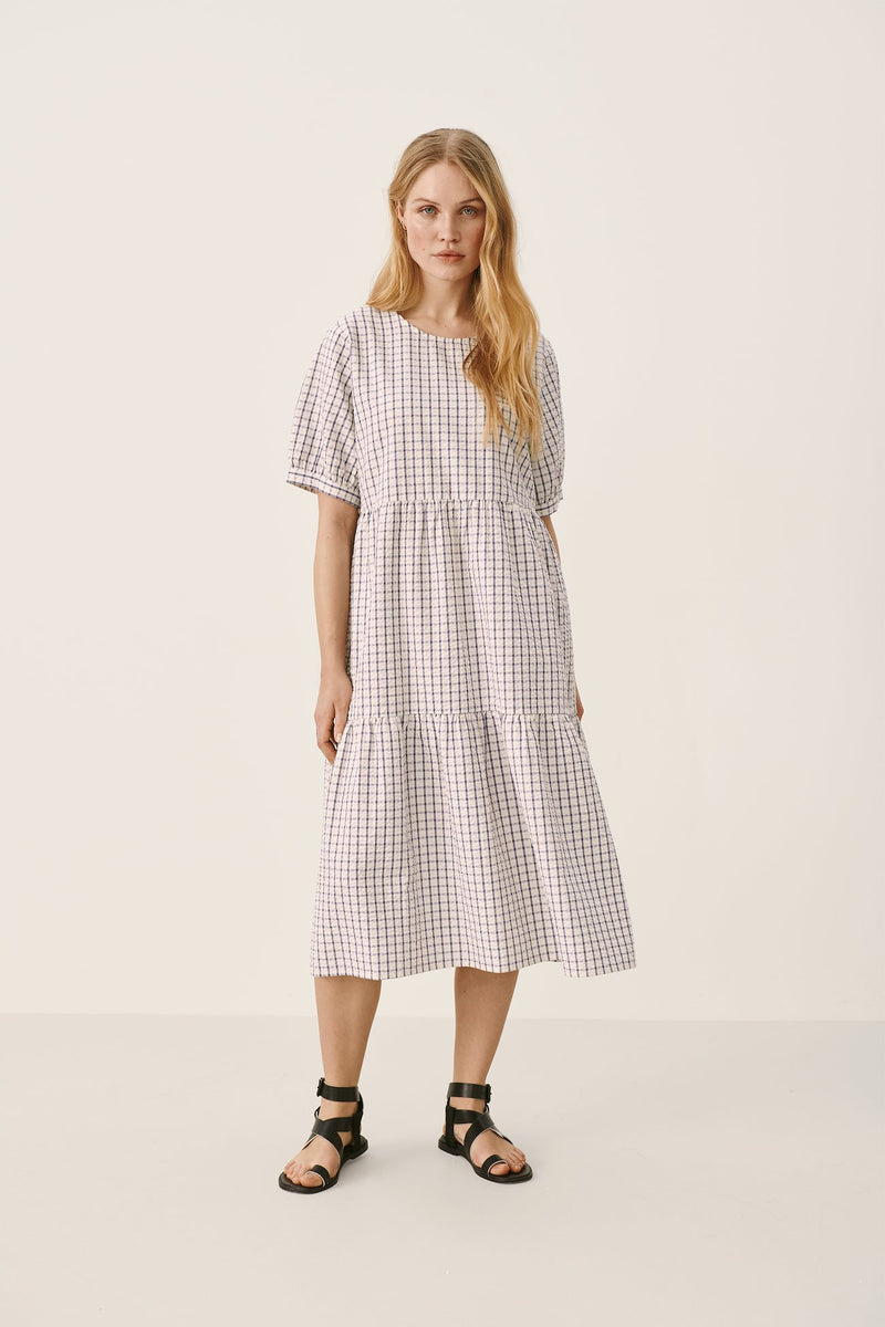 Part Two Iane Dress (Grey Blue Check) | Vivi Girl Shop