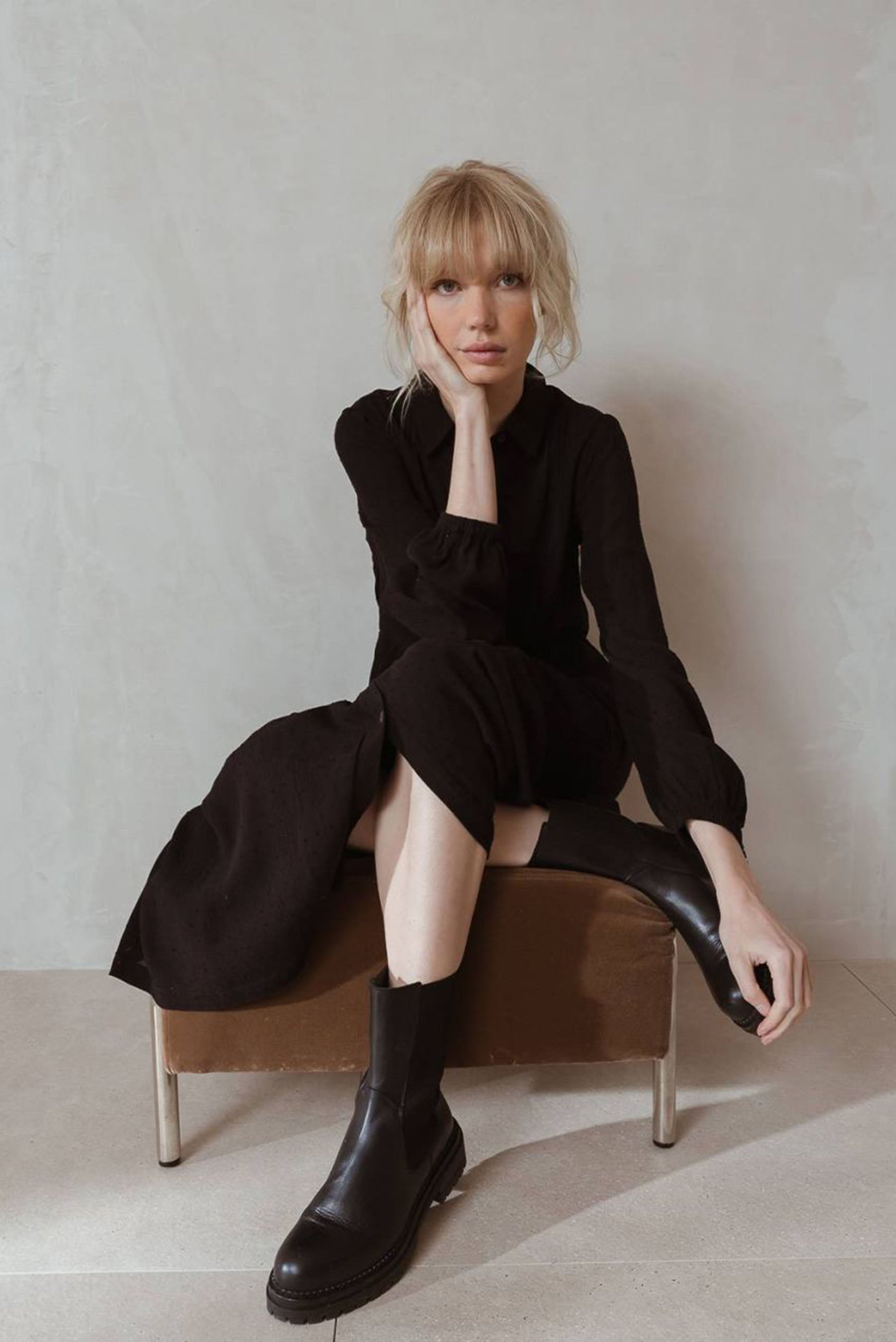 Indi Cold Plumeti Maxi Dress Black Vivi Girl Shop Shop Now